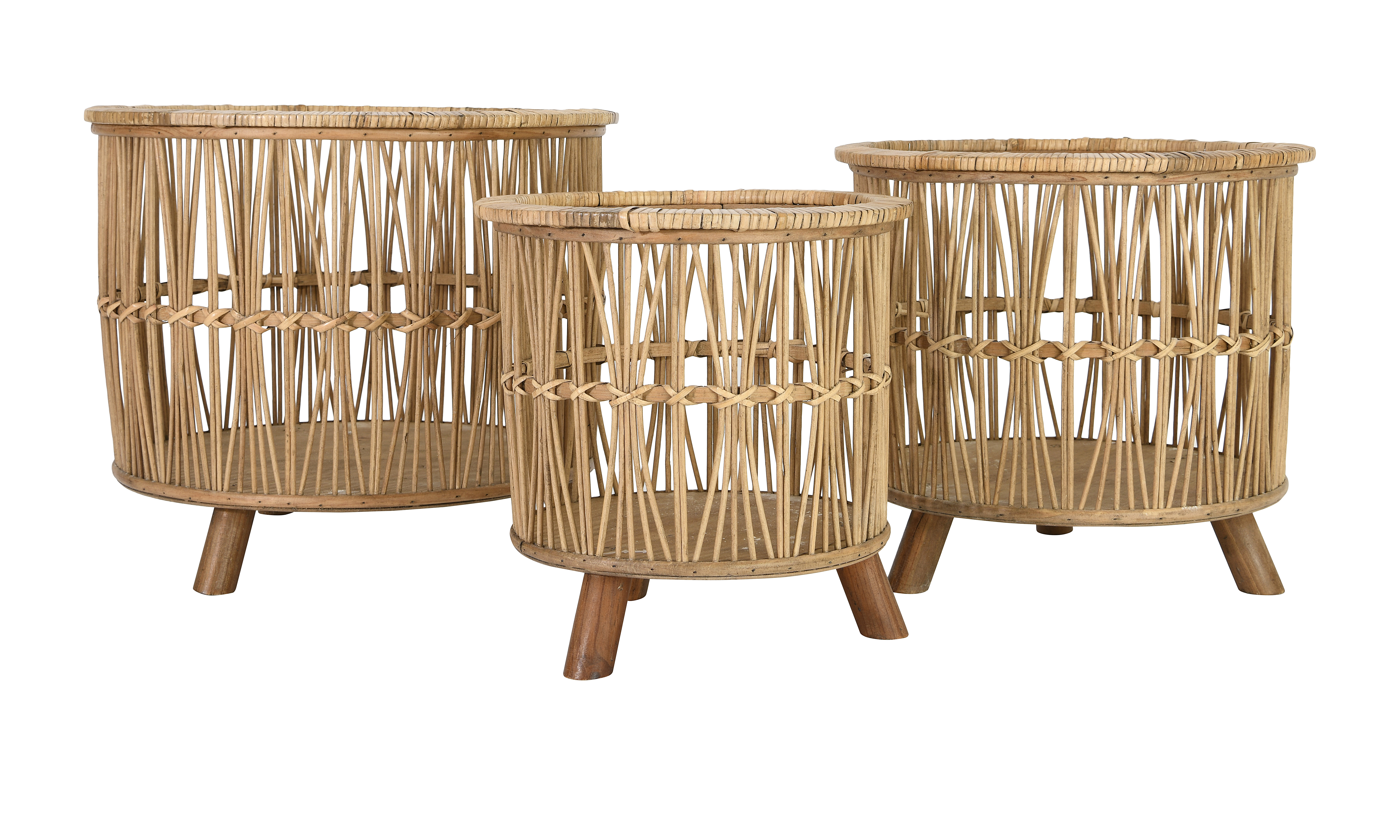 Woven Footed 3 Piece Bamboo Basket Set Reviews