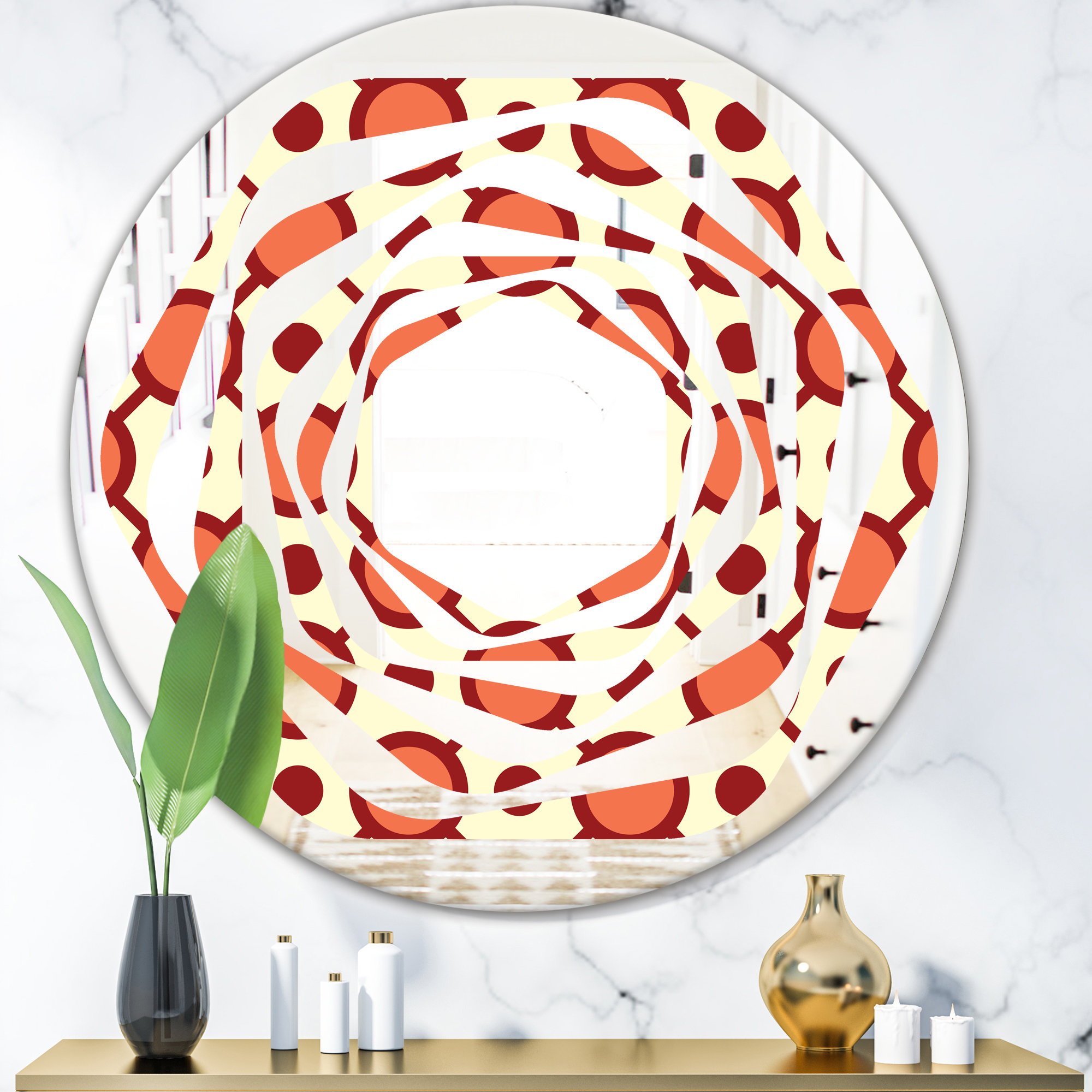 East Urban Home Whirl Abstract Geometrical Design Ix Modern Frameless Wall Mirror Wayfair