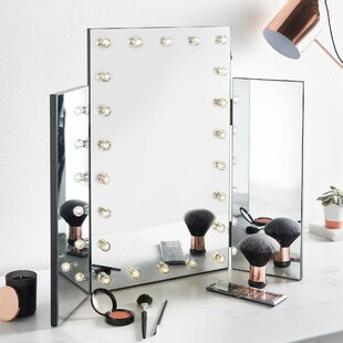 3 Wege-Spiegel 360 Grad Einstellbare mit Halterungen für Rasierspiegel Make-up Frisieren Schwarz 
