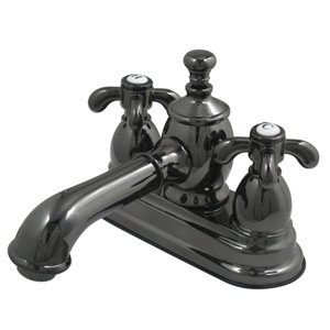 Water Onyx Double Handle Centerset Bathroom Faucet with Brass Pop-Up Drain