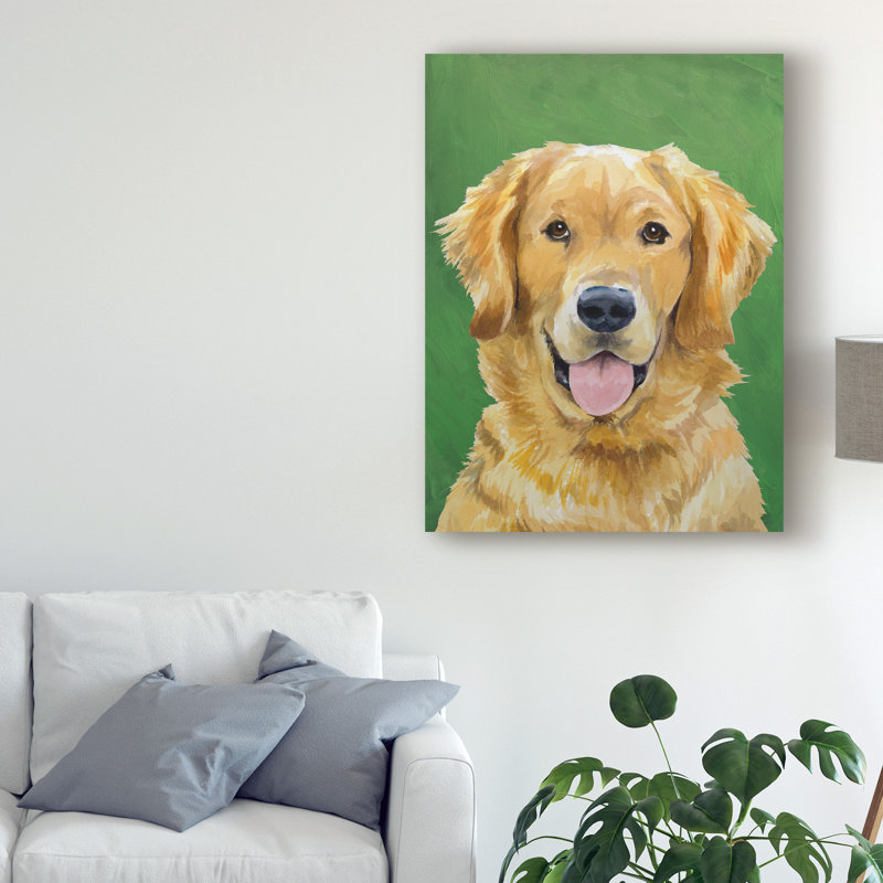 Winston Porter Dog Portrait Golden Acrylic Painting Print On