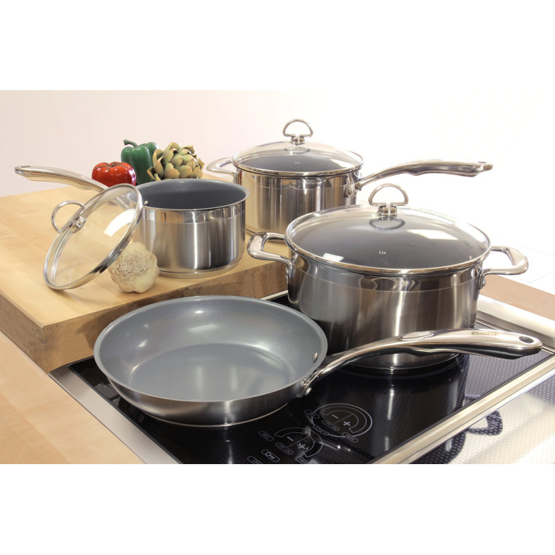 Magma Professional Series Gourmet Nesting 10 Piece Magma Red Stainless Steel Induction Cookware Set With Ceramica Non Stick West Marine
