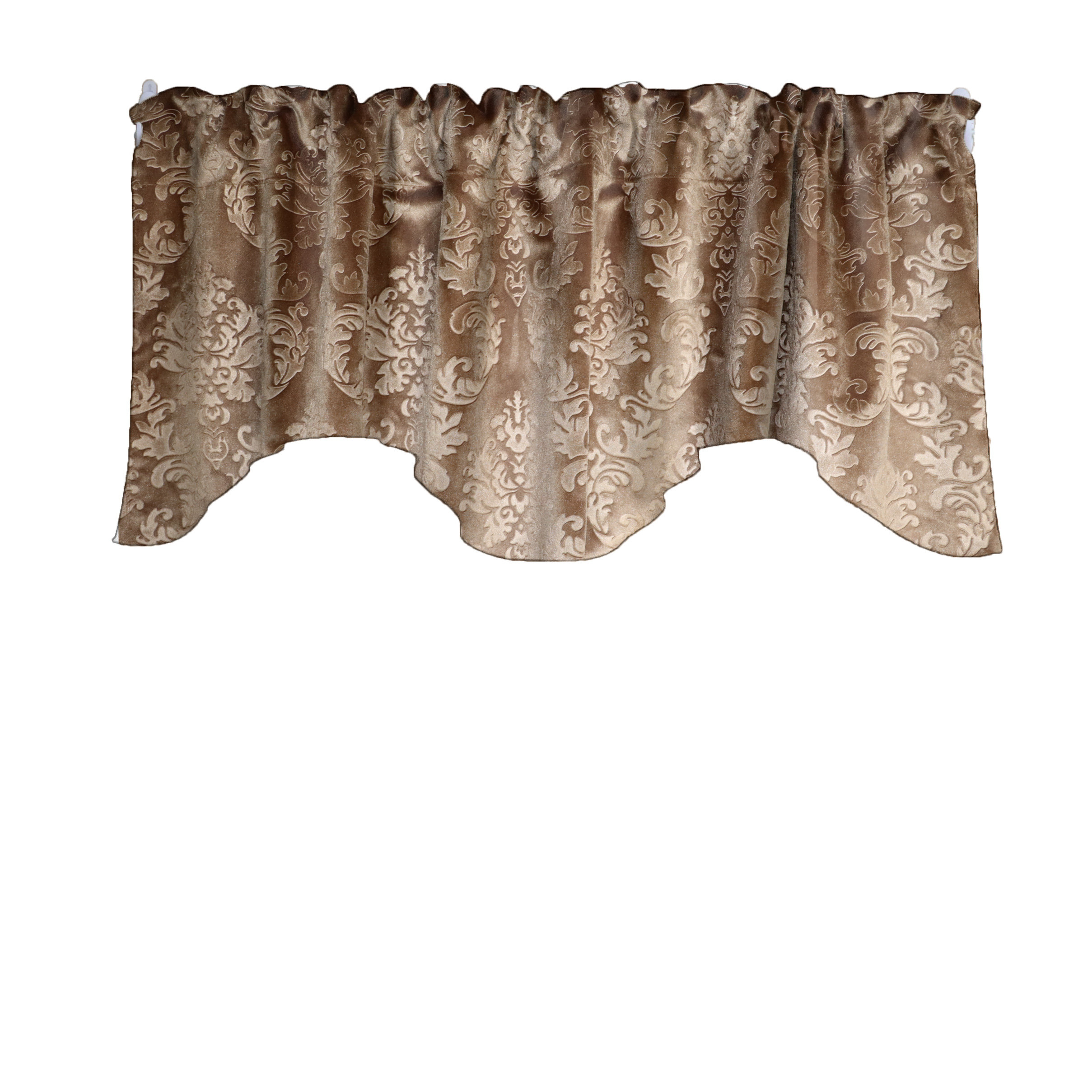 Canora Grey Lamariana Damask Velvet Scalloped 54'' Window Valance | Wayfair