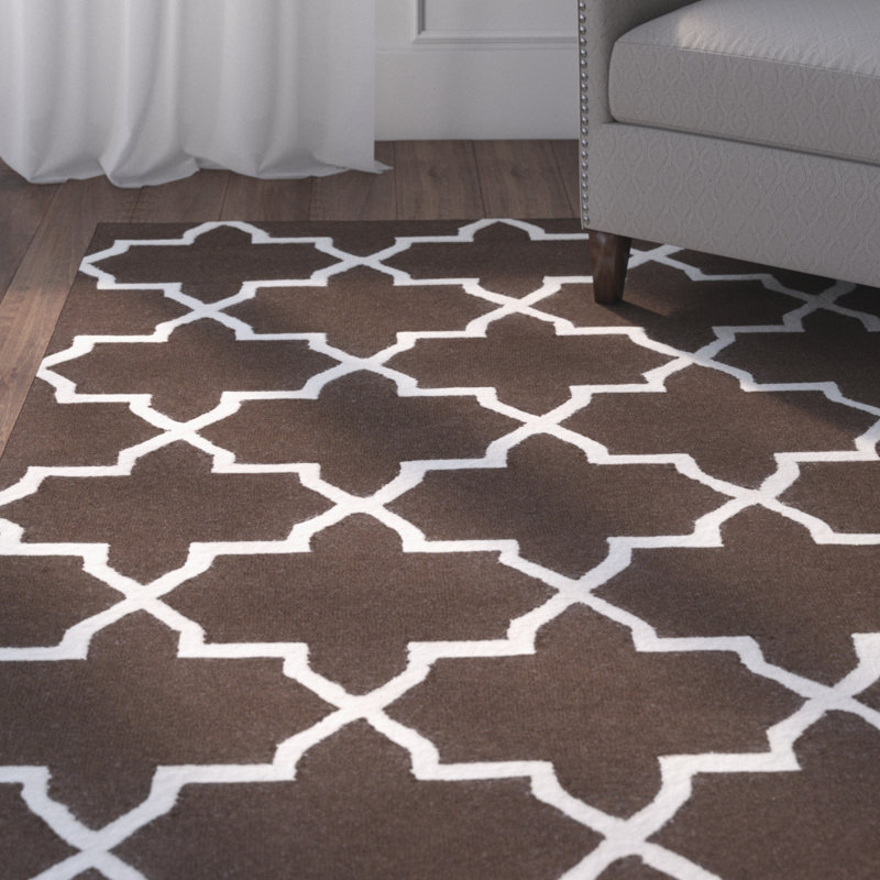 Charlton Home Blaisdell Geometric Handmade Tufted Wool Brown Area Rug Wayfair