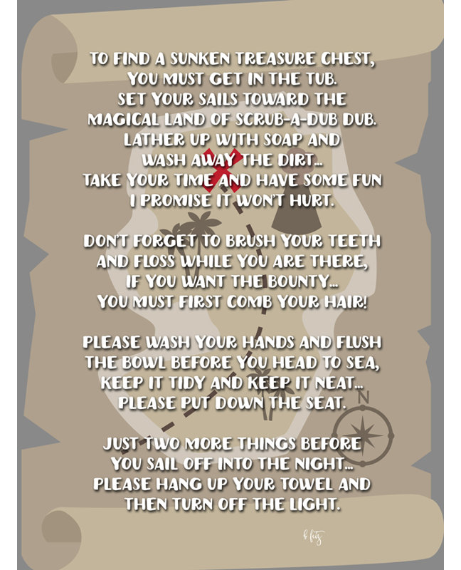 Buy Art For Less Childrens Bathroom Rules Pirate Map By Brandi