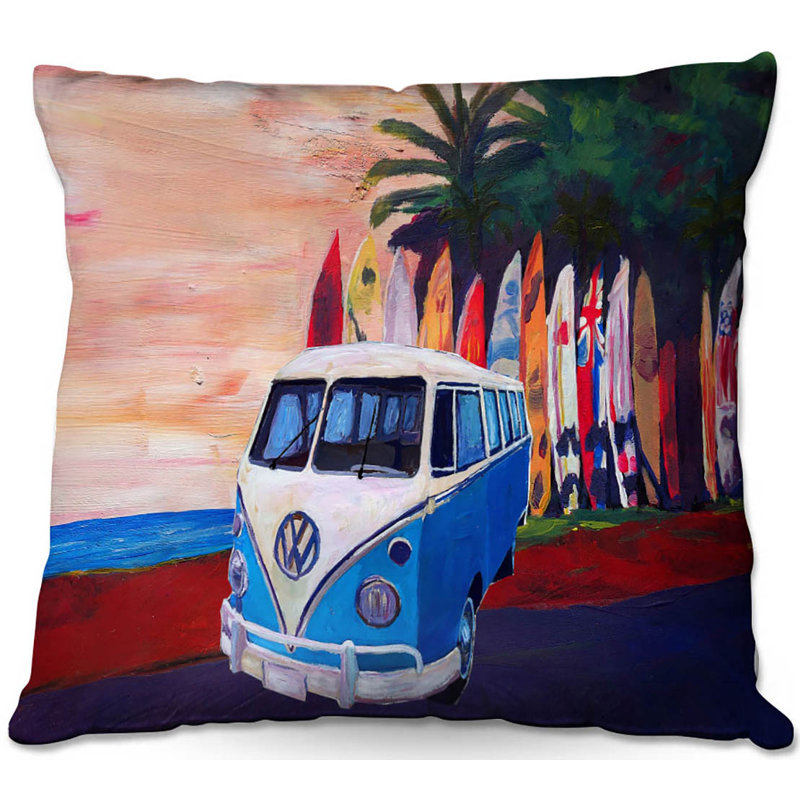Bay Isle Home Keating Couch Vw Bus Surfing 2 Throw Pillow Wayfair