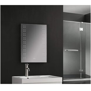 2 x Bathroom Wall Mounted Mirror with LED Light Vanity Shaving Make Up Mirrors with Push Switch/ - 60 x 40cm Battery Operated No Wiring Required!