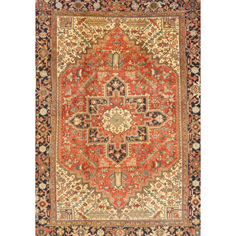 Bloomsbury Market Hartleton Oriental Machine Made Power Loom Wool Polyester Orange Light Yellow Area Rug Wayfair