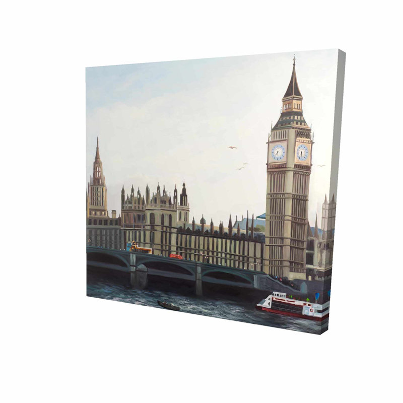 London Big Ben Parliament painting Reproduction Print On Framed Canvas Wall Art
