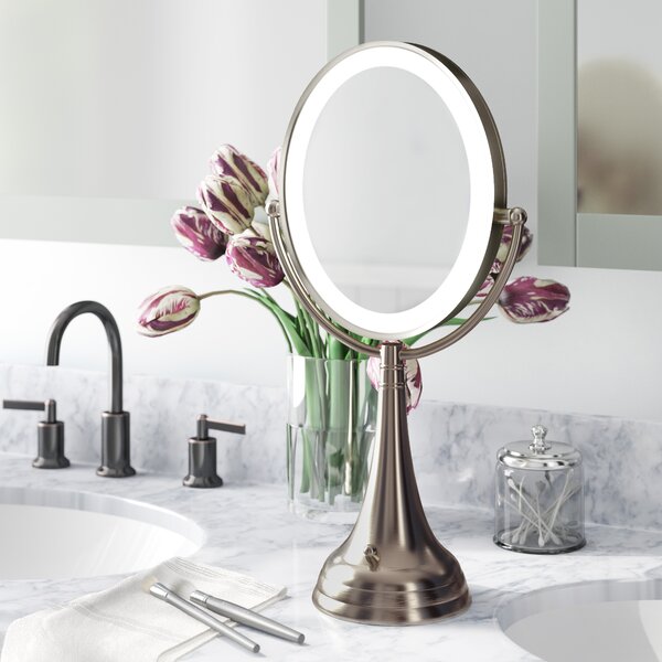 Purple Bathroom Swivel Shaving Mirror Metal Enamel Base With Magnifying Option