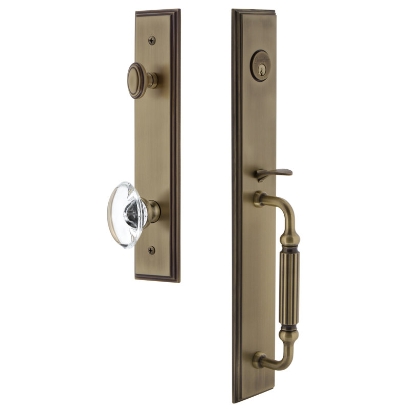 Carré S Grip Single Cylinder Handleset with Provence Interior Knob