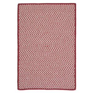 Outdoor Houndstooth Tweed Sangria Area Rug