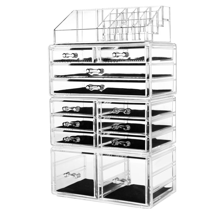 Symple Stuff Casey 4 Piece Makeup Organizer Acrylic Set Wayfair