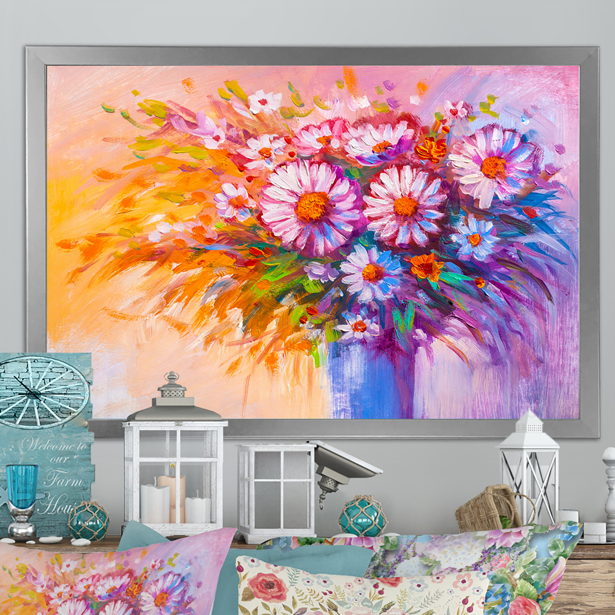 Winston Porter White And Purple Flower Vase Painting on Wayfair