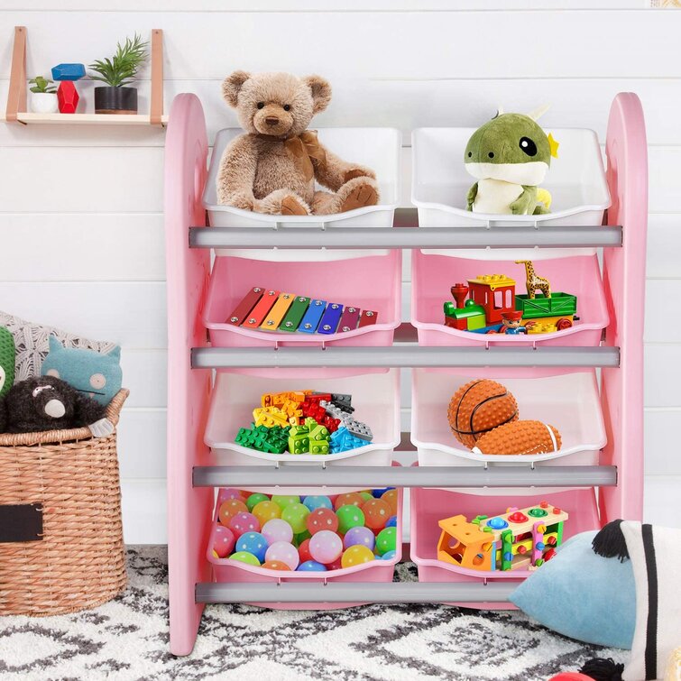 Kids Children Toys Storage Rack Bookshelf Playroom Plastic Boxes Toys Organizer 