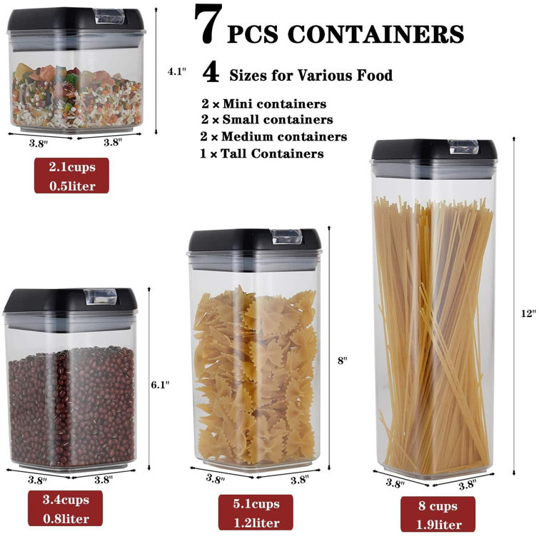 Airtight Food Storage Containers Set - 7 PC Set -BPA Free Plastic Cereal & Flour Containers With Easy Lock Lids,For Kitchen Pantry Organization And ...