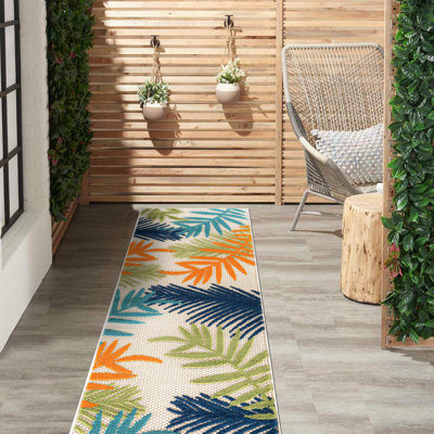 Parksley Palm Frond Ivory/Orange/Navy Indoor & Outdoor Area Rug