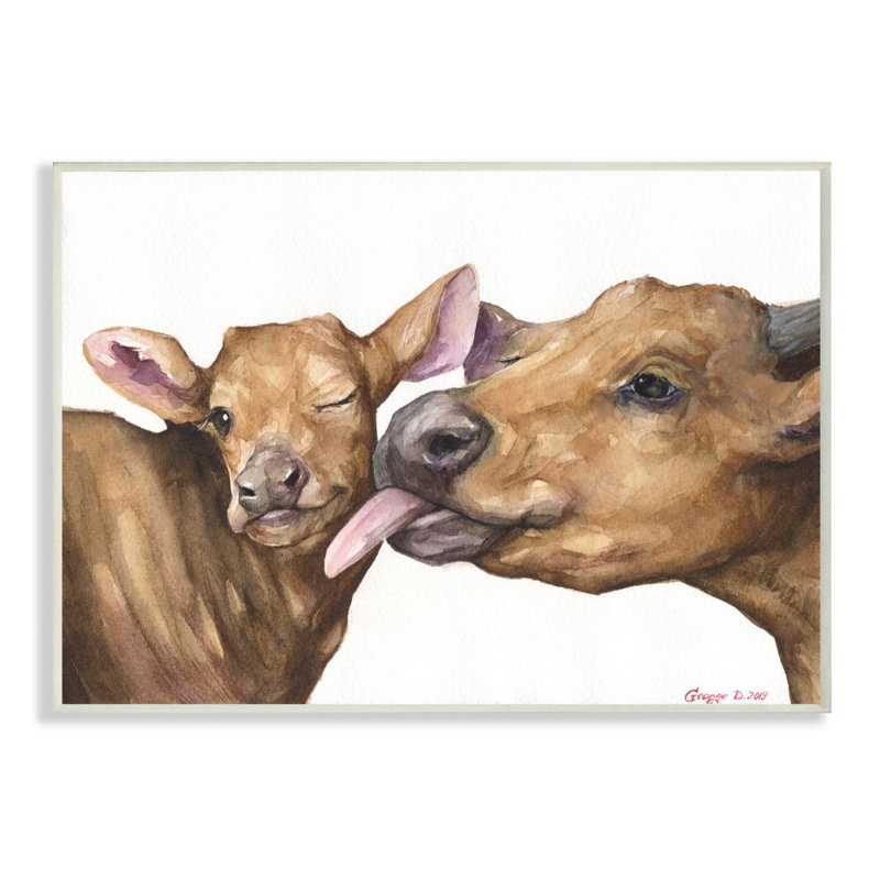 Isabelle Max Serra Baby Cow Family Watercolor Painting Kids Wall