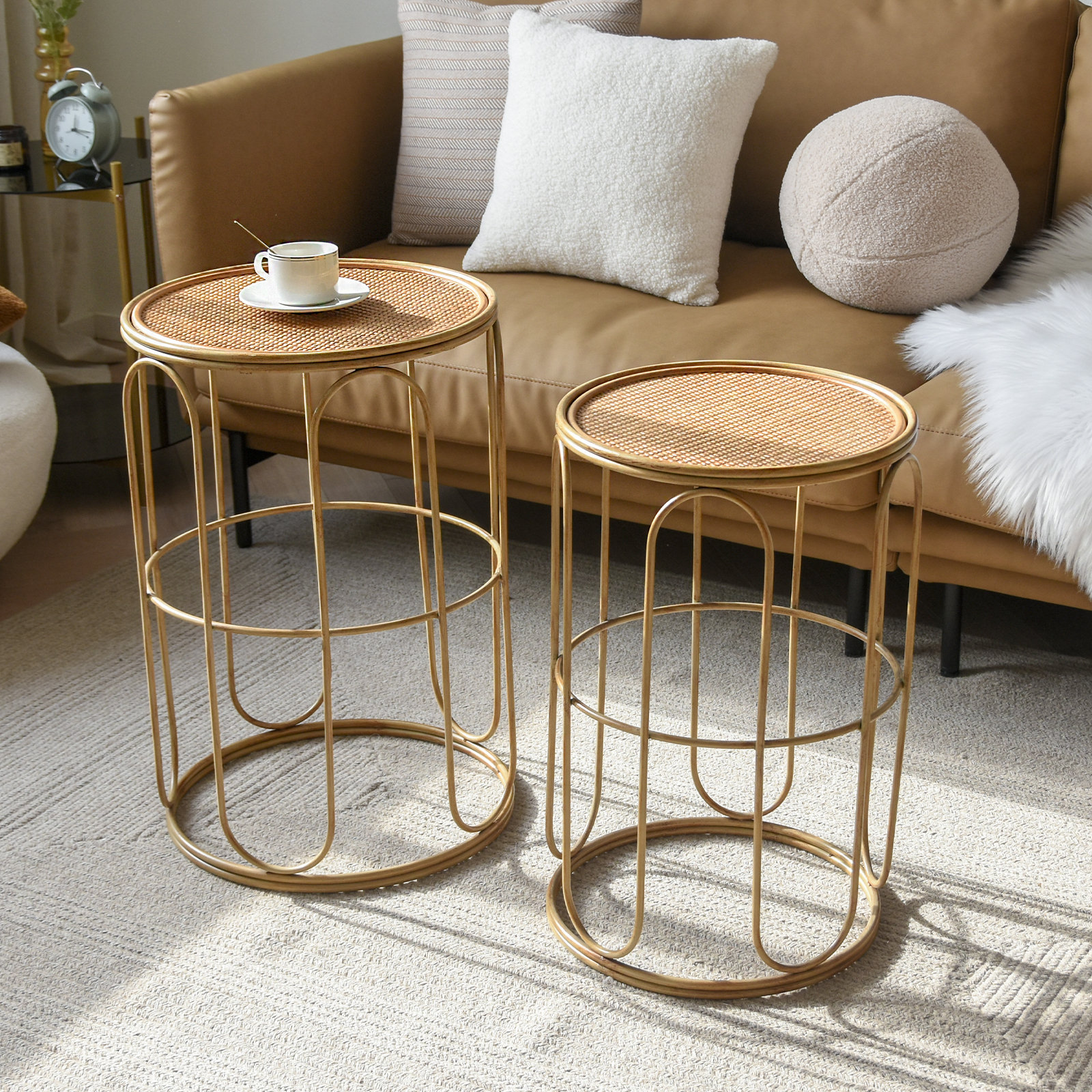 rattan coffee table and end tables