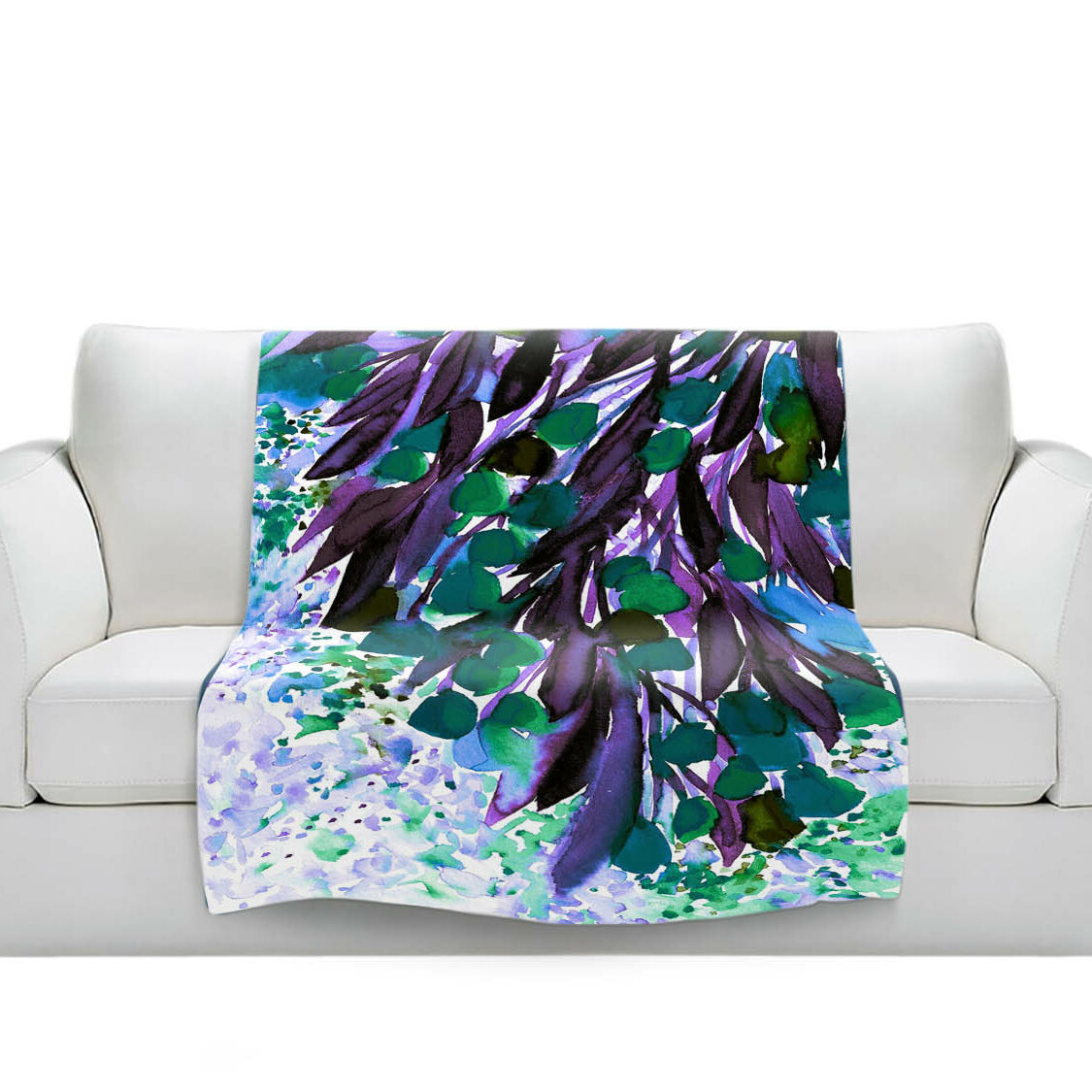 East Urban Home Botanical Regency Iv Teal Purple Soft Sherpa Blanket Wayfair