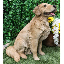 Adorable Golden Retriever Pup Dog Fetching Pond Pool Floater Garden Statue 