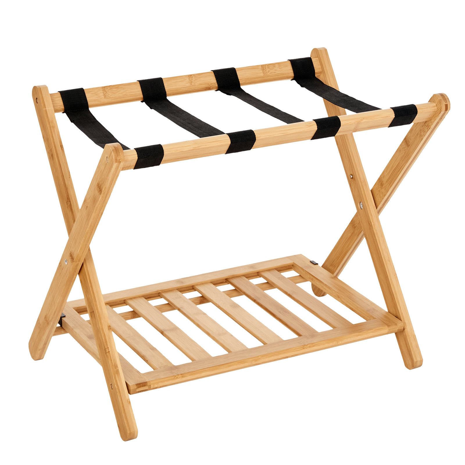 Semiocthome Bamboo Folding Luggage Rack with Storage Wayfair