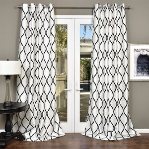 Casa Geometric Semi-Sheer Grommet Single Curtain Panel