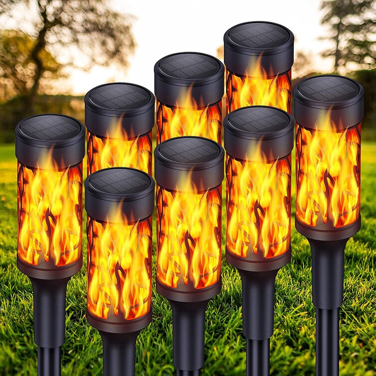 Flickering LED Solar Flame Torch Light Outdoor Garden Yard Lawn Pathway Lamp 