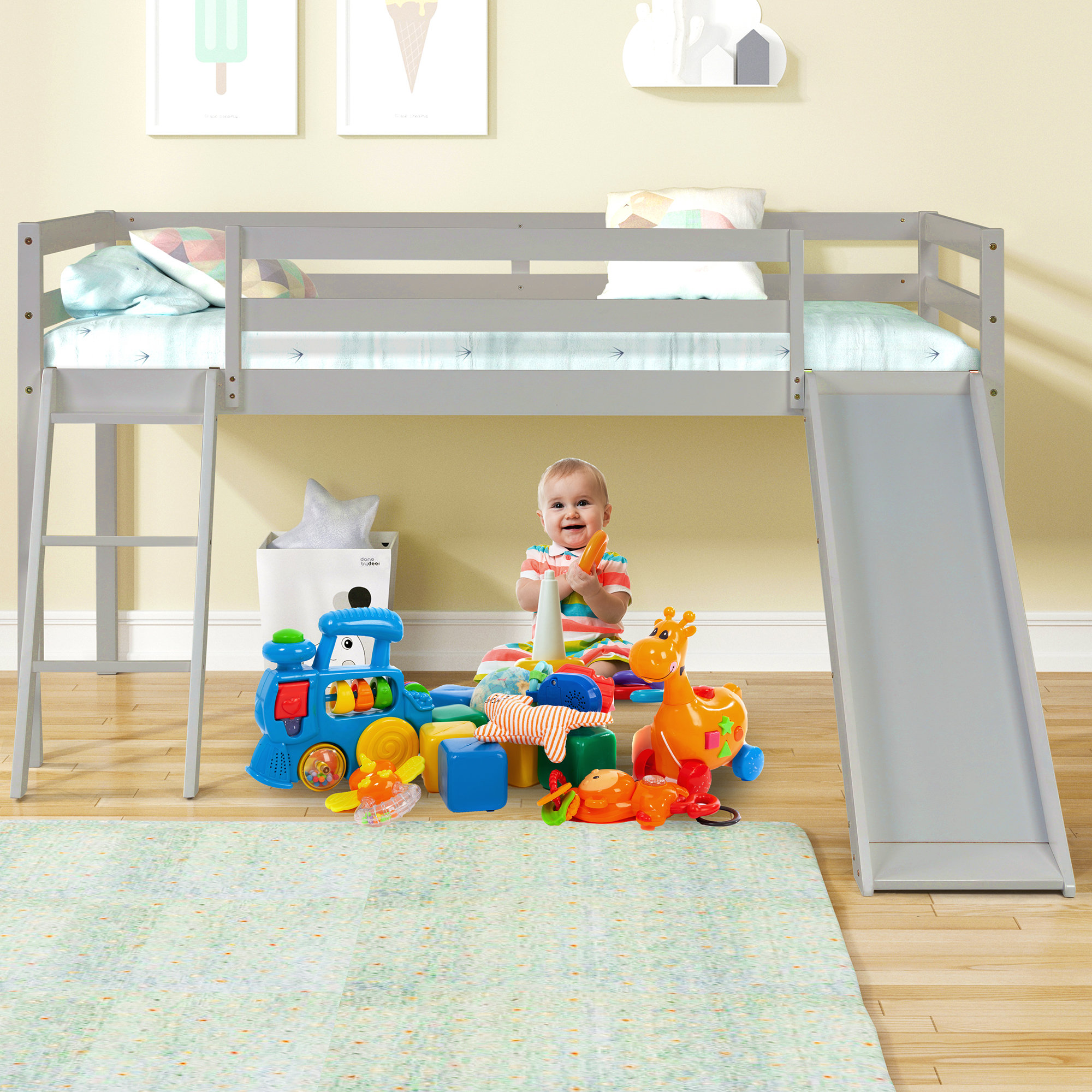 Betterhood Lit Mezzanine Bas Simple Avec Glissoire Et Échelle Pour Enfants  / Tout-Petits Betterhip - Wayfair Canada