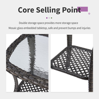 Bonia Wicker Rattan Side Table With Built-In Glass
