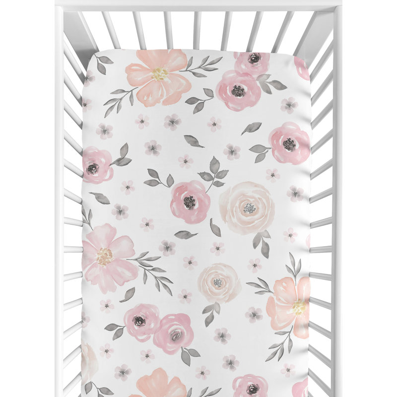 black floral crib sheet
