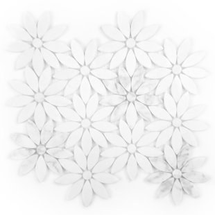 Abolos Carrara White Flower 4 X Marble Mosaic Tile Abolos Carrara White Flower 4 X Marble Mosaic Tile