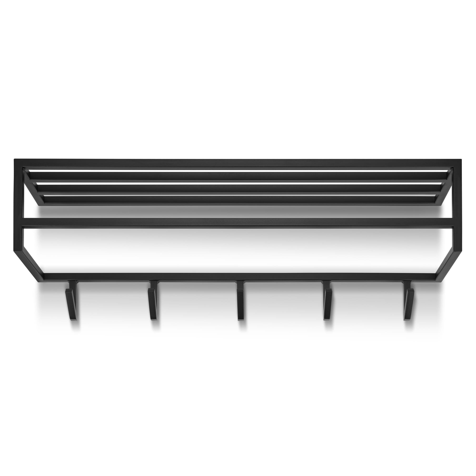 Ebern Designs Lethel 5 Hook Wall Mounted Coat Rack with Storage in Black Wayfair.co.uk