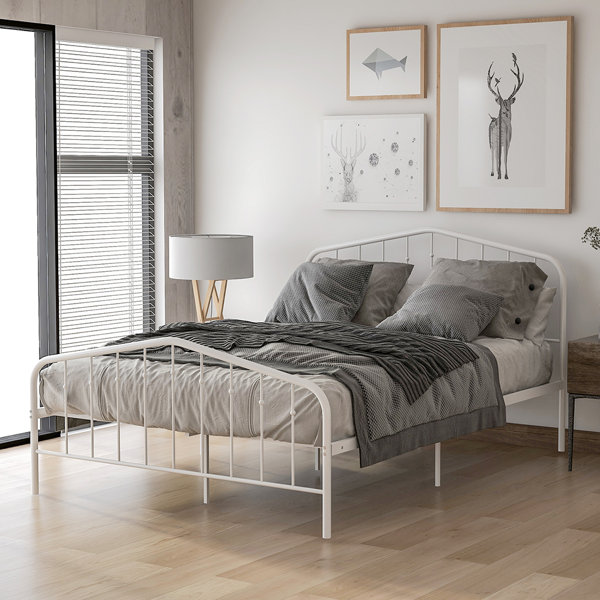 Red Barrel Studio® Premium White Metal Platform Bed Frame ...
