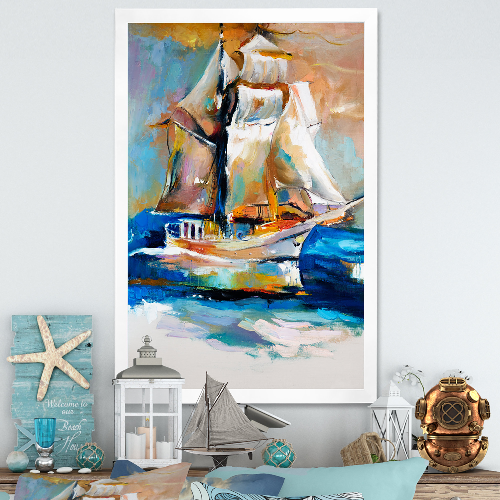 Breakwater Bay Colorful Old Ship Painting - on | Wayfair