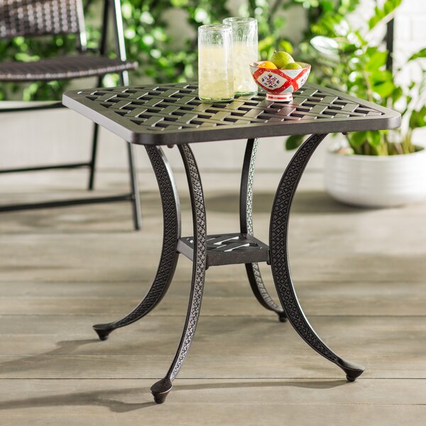 iPatio Sparta Standard Square Cast Aluminum Side Table Gun Metal Outdoor End Table 