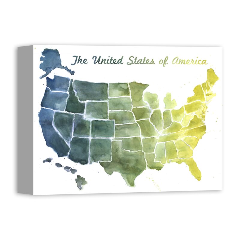 Ebern Designs United States Map Watercolor Painting Print On