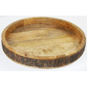 Villa Artisan Rustic Wood Spanish Olive Round Tray