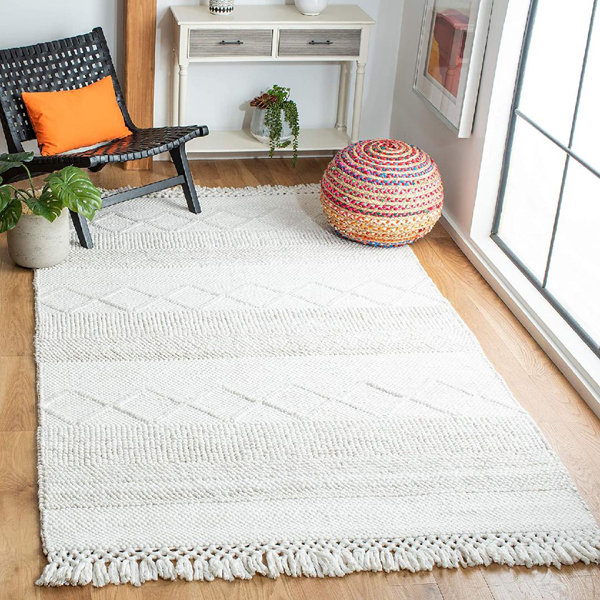 Foundry Select Frenchie Handmade Hand-Knotted Wool Ivory Rug | Wayfair