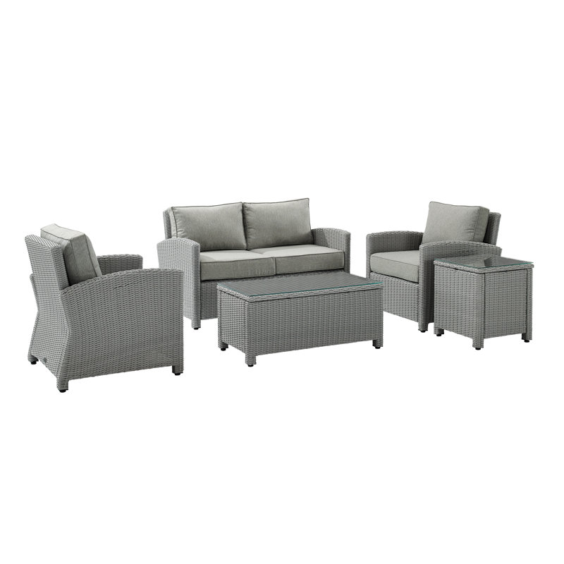 Dardel 5 Piece Rattan Sofa Seating Group With Cushions