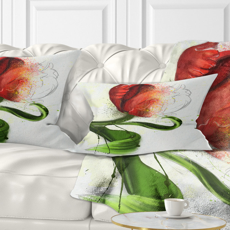 East Urban Home Floral Big Flower With Leaves Lumbar Pillow Wayfair