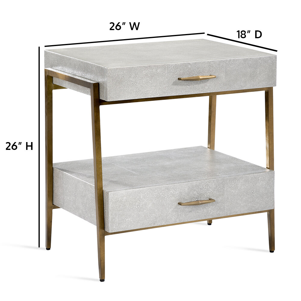 Interlude Morand 2 Drawer Metal Nightstand In Gray Gold Perigold