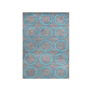 Bothwell Hand Tufted Wool Aqua Area Rug