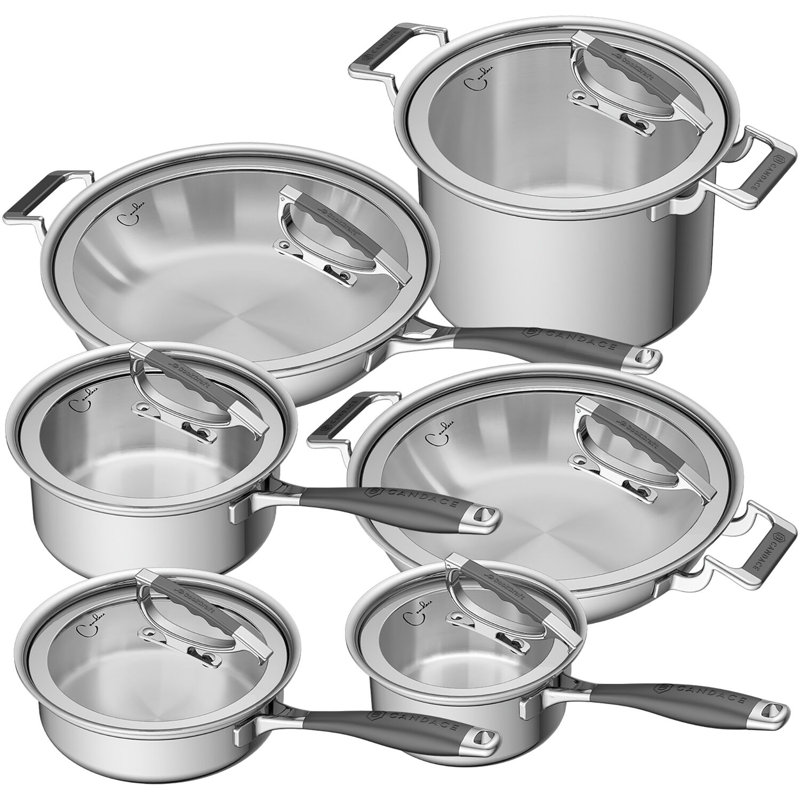 Cookcraft By Candace 12 Piece Stainless Steel Cookware Set Wayfair
