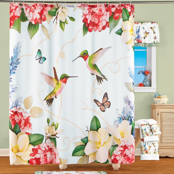Color Hummingbird Music Notes Shower Curtain Set Bathroom Fabric Bath Curtains 