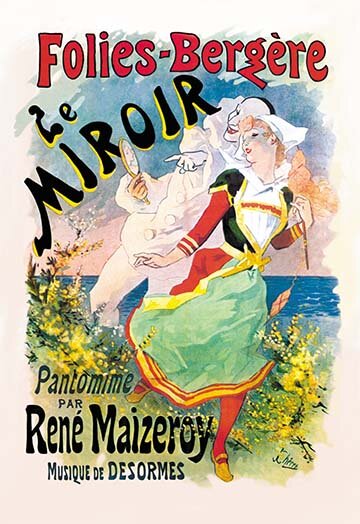 Art Poster Colorful  Folies Bergere Le Miroir Pantomime Rene Maizeroy    Print 