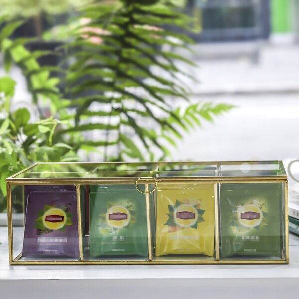 Distressed Tea Time Divided Box Tea Bag Orgniazer Serving Box 