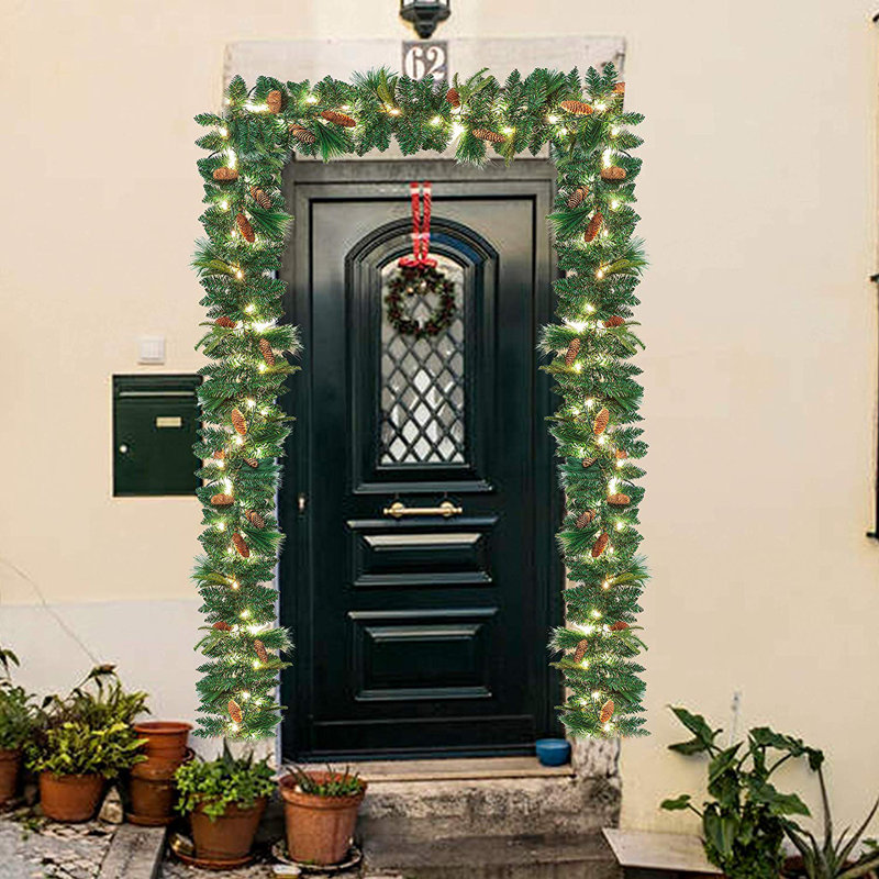 The Holiday Aisle 9 Pre Lit Pine Artificial Christmas Garland With 50 Warm Lights Wayfair