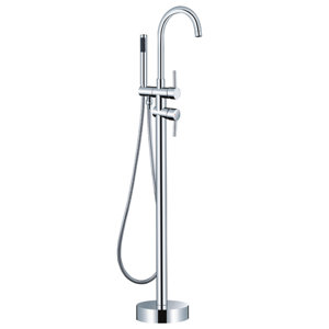 HelixBath LaCascata Modern Double Handle Floor Mount Tub Filler