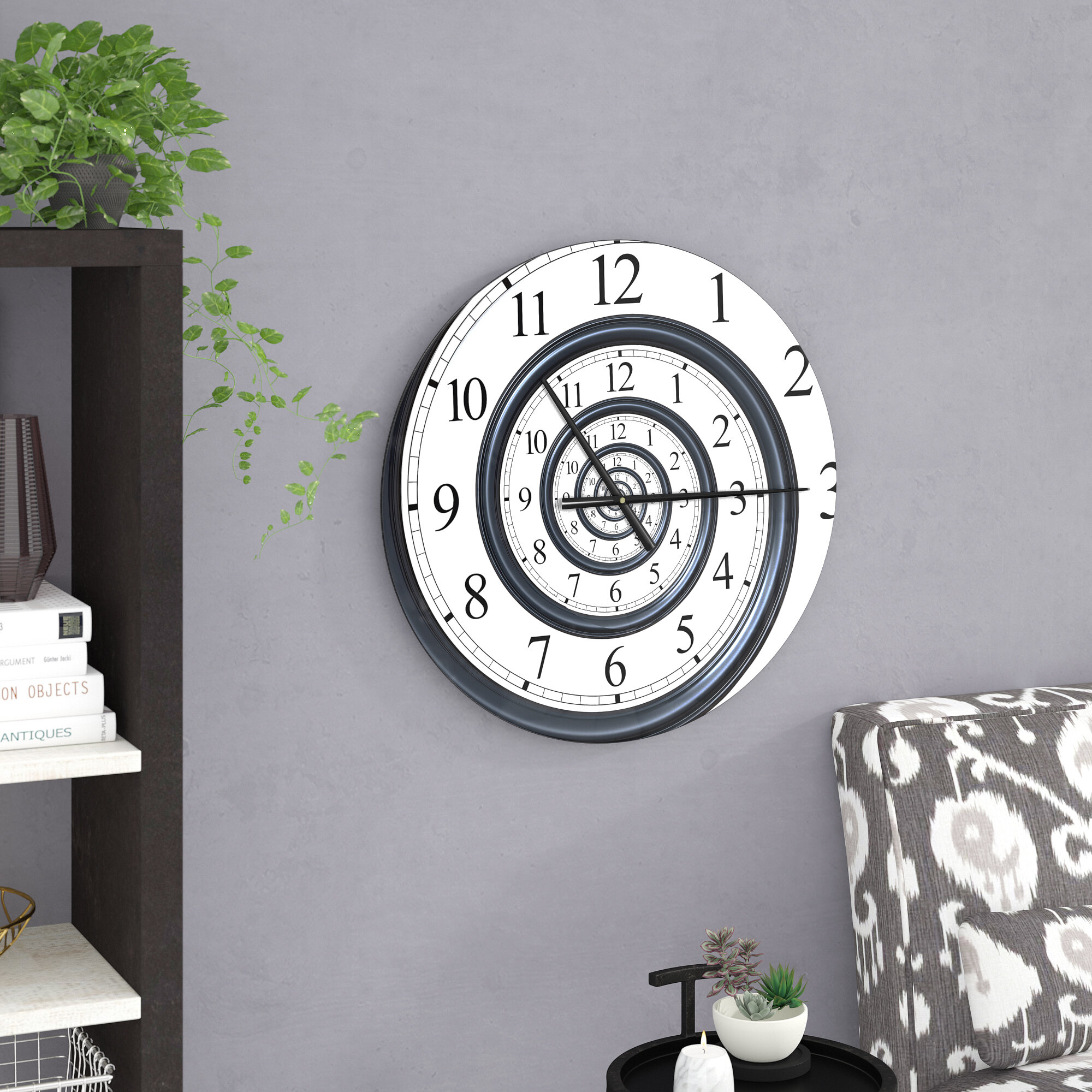 East Urban Home Designart Time Spiral Analogue Wall Contemporary Wall Clock Reviews Wayfairca